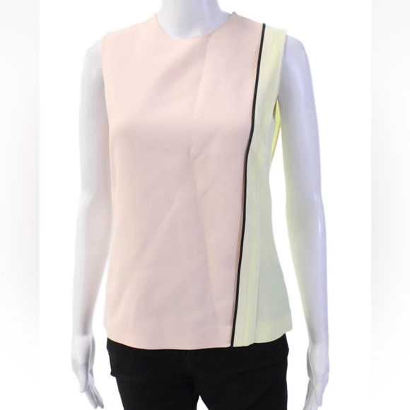 Fendi Women Sleeveless Blouse Beige Crew Neck Zip Acetate/Viscose Size 38